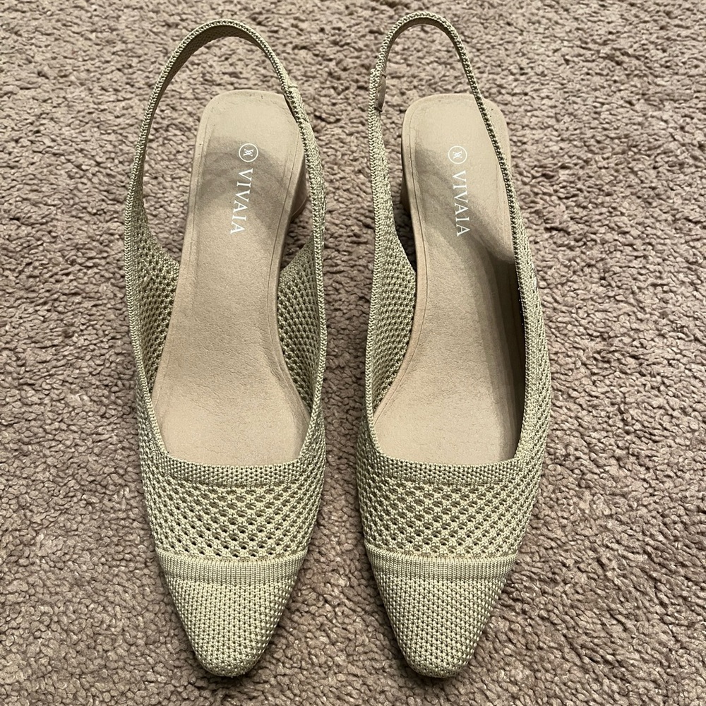VIVAIA Women's Green Slingback Heels